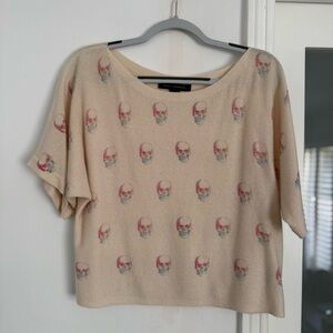 Skull Cashmere Cream Sweater - Size Small